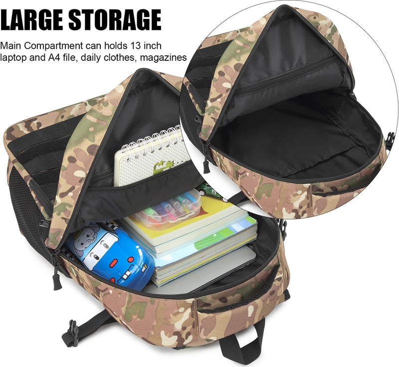 SunForMorning Kids Tactical Backpack Army Molle Bookbag Military Boys Backpack for School, Outdoor, Camping (Includes 2 Patches+1Carabiner), CM - Image 4